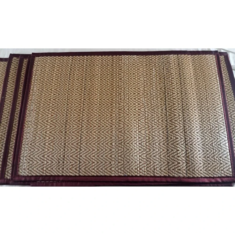Straw Geometric Placemats Satin Trim Floral Elephants Safari Exotic Boho 12x17.5